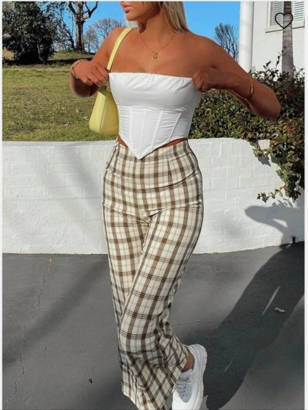 Princess Polly "Euros" Plaid Wide Leg Check Pants Casual Summer Fall Preppy